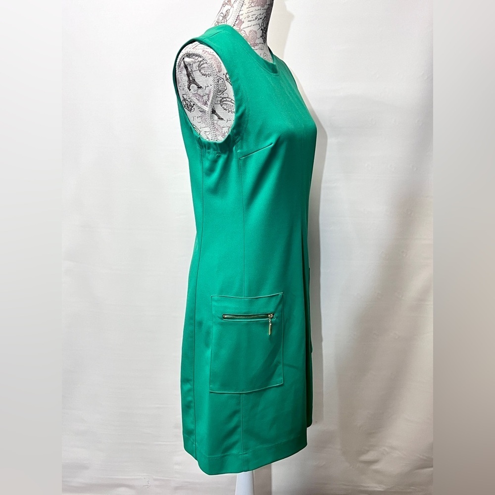 SHARAGANO Green sleeveless shift dress‎ size 6. - Picture 6 of 13